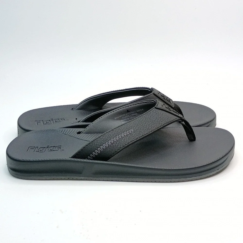 Flojos Men Flip Flop Sandals Size 12 Black Man Made Material Upper Casual